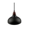 BIRK Zwart Ø19cm pendellamp - E27 fitting, 2m snoer, metaal / hout