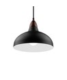 BIRK Zwart Ø19cm pendellamp - E27 fitting, 2m snoer, metaal / hout