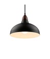 BIRK Zwart Ø19cm pendellamp - E27 fitting, 2m snoer, metaal / hout