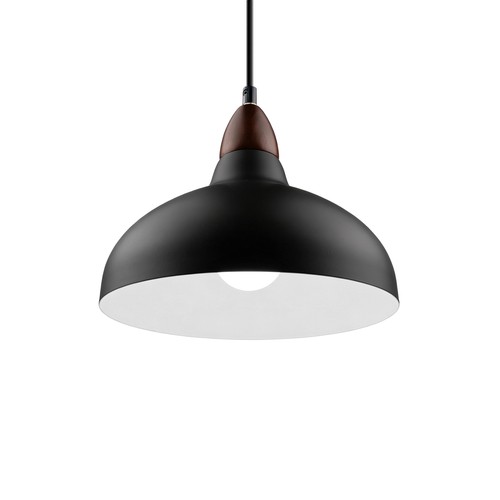 BIRK Zwart Ø24cm pendellamp - E27 fitting, 2m snoer, metaal / hout