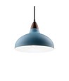BIRK Petroleumblauw Ø19cm pendellamp - E27 fitting, 2m snoer, metaal / hout