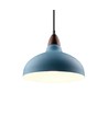 BIRK Petroleumblauw Ø19cm pendellamp - E27 fitting, 2m snoer, metaal / hout