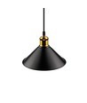 Zwarte Ø22cm hanglamp - E27 fitting, 2m snoer, zwart/messing