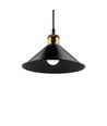 Zwarte Ø22cm hanglamp - E27 fitting, 2m snoer, zwart/messing
