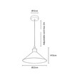 Zwarte Ø22cm hanglamp - E27 fitting, 2m snoer, zwart/messing
