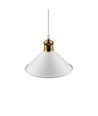 Witte Ø22cm hanglamp - E27 fitting, 2m snoer, wit/messing