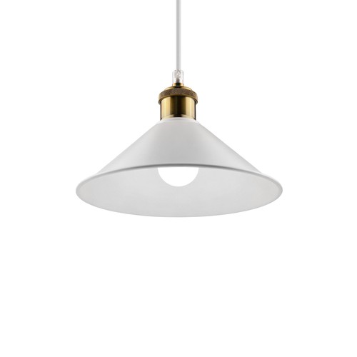 MOKKA Wit Ø22cm hanglamp - E27 fitting, 2m snoer, Wit/messing