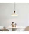 Witte Ø22cm hanglamp - E27 fitting, 2m snoer, wit/messing