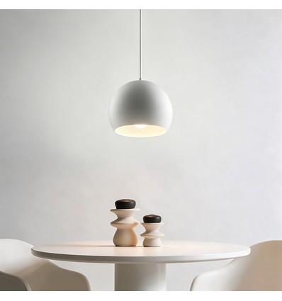 Witte Ø20cm hanglamp - E27 fitting, 2m snoer, metaal