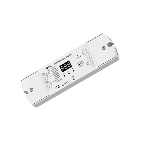 1-Kanaals DMX512 & RDM Decoder - 12-48VDC, 15A/10A