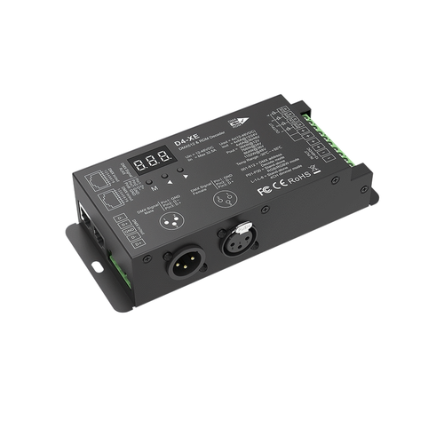 4-Kanaals DMX512 & RDM Decoder - 12-48VDC, 4x8A