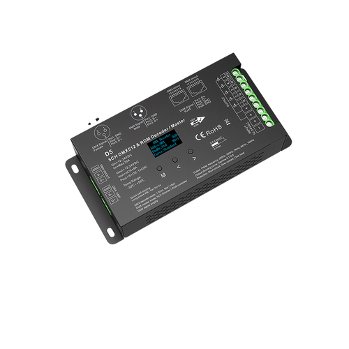 5-Kanaals DMX512 & RDM Decoder/Master - 12-24VDC, 6A/CH