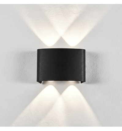 4W CURVE wandlamp - IP65, zwart, up/down, buiten, incl. lichtbron
