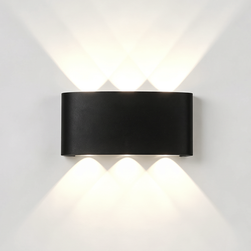 6W CURVE wandlamp - IP65, zwart, up/down, buiten, incl. lichtbron