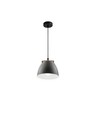Grijze Ø16cm hanglamp - E27 fitting, 2m snoer, metaal / hout