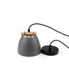 HOLM Grijs Ø16cm hanglamp - E27 fitting, 2m snoer, metaal / hout