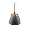 HOLM Grijs Ø16cm hanglamp - E27 fitting, 2m snoer, metaal / hout