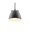Grijze Ø16cm hanglamp - E27 fitting, 2m snoer, metaal / hout