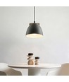 HOLM Grijs Ø16cm hanglamp - E27 fitting, 2m snoer, metaal / hout