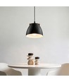 HOLM Zwarte Ø16cm hanglamp - E27 fitting, 2m snoer, metaal / hout