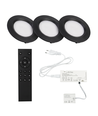 3x Reco68 Meubelspot dimbaar, Zwart - Kies RF/WiFi/Zigbee voeding (afstandsbediening incl.)
