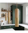 MALM E14 cilinder hanglamp goud/hout - 2m snoer, met rozet, zonder lichtbron