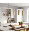 MALM E14 cilinder hanglamp goud/hout - 2m snoer, met rozet, zonder lichtbron