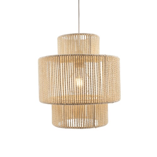 Beige Ø30cm hanglamp - E27 fitting, 2m snoer, gevlochten papiertouw