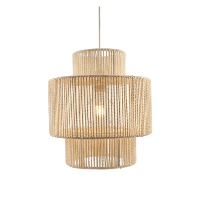 Beige Ø30cm hanglamp - E27 fitting, 2m snoer, gevlochten papiertouw