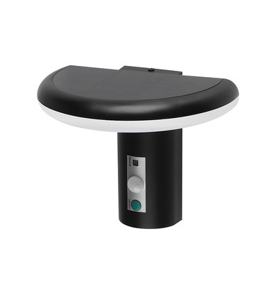 2W LED solcelle tuinlamp met sensor - IP54, 3000K, zwart