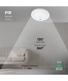 12W LED sensorlamp - Rond, PIR sensor, Cree chip, wit, 6400K