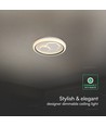 V-Tac 60W decoratieve LED plafondlamp - Dimbaar, CCT, afstandsbediening, wit/grijs