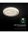 V-Tac 60W decoratieve LED plafondlamp - Dimbaar, CCT, afstandsbediening, wit/grijs