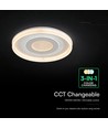 V-Tac 2x40W decoratieve LED plafondlamp - Dimbaar, 3-in-1, afstandsbediening, wit
