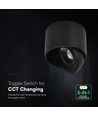 12W LED opbouwspot - IP44, zwart, CCT, Cree chip