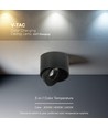 12W LED opbouwspot - IP44, zwart, CCT, Cree chip