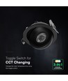 V-Tac 18W LED downlight - IP44, CCT, Cree chip, zwart