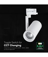 V-Tac 30W 3-fase CCT spanningsrail spotlight - Zoombaar 25°-50°, wit