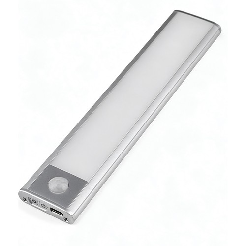 20cm 1,5W LED kastlamp met sensor - Zilver, oplaadbaar, IP20