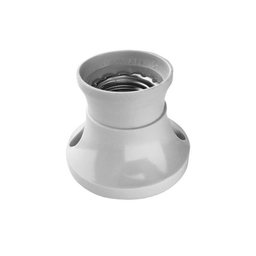 E27 fitting, wandmontage, rechte bodem - Bakeliet, wit