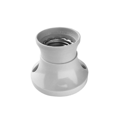 E27 fitting, wandmontage, rechte bodem - Bakeliet, wit