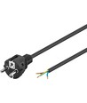 2 meter stroomkabel - 250V, IP20 binnen, Zwart, Schuko-stekker en adereindhulzen om te verbinden, 16A