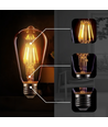E27 6W LED filamentlamp - ST64, 800lm, amber glas, 2700K warm wit