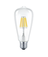 E27 6W LED filamentlamp - ST64, 800lm, helder glas, 2700K warm wit