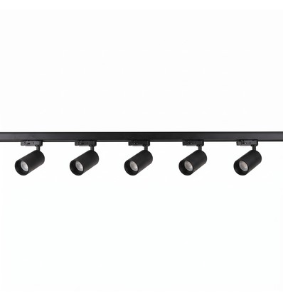 3-Fase BASIC spanningsrail set - 2m, zwart, 5-spots, GU10, zonder lichtbron