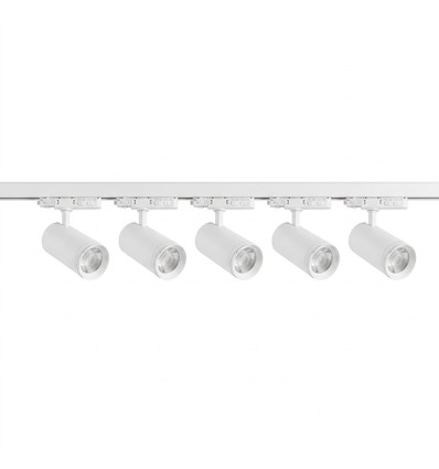 3-Fase ZoomCCT spanningsrail set - 2m, Wit, 5 spots, incl. lichtbron
