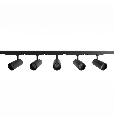 3-Fase ProCCT spanningsrail set - 2m, zwart, 5 spots, incl. lichtbron