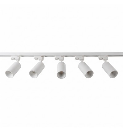 1-Fase BASIC spanningsrailset - 2m, Wit, 5 spots, GU10, excentief lichtbron