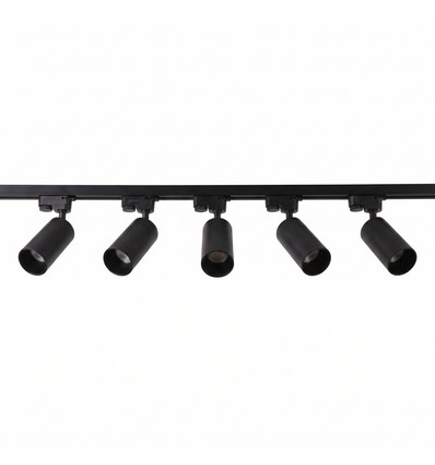 1-Fase BASIC railsysteem - 2m, zwart, 5-spots, GU10, zonder lichtbron