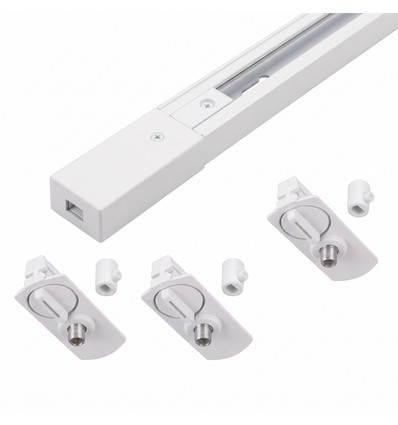 1-Fase PENDEL railsysteem - 2m, Wit, 3 Lamphouders